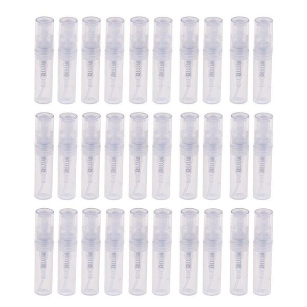 

mini transparent 2 ml spray plastic bottle perfume empty sample suitable for travel party 60pcs storage bottles & jars