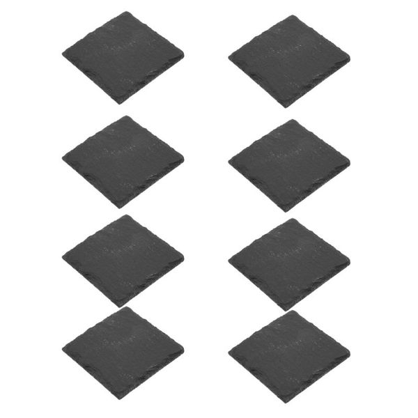 

mats & pads 8pcs slate cup drink coasters household coffee (black)