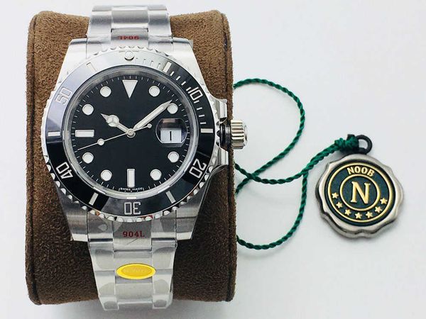 

n v12 orologio di lusso mens watch automatic mechanical 40mm eta3135/eta2836 movement 904l ceramic ring diving luminous, Slivery;brown