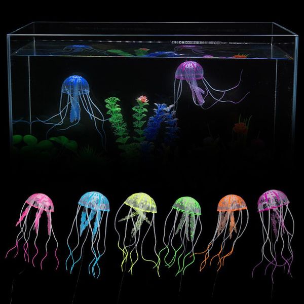 

decorations aquarium decor ornament fish tank decoration 1pc glowing artificial vivid jellyfish silicone simulated