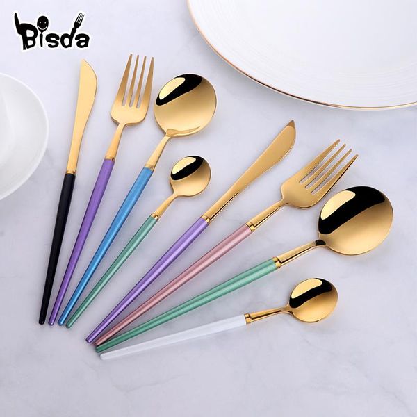 

dinnerware sets luxury black flatware stainless steel knife fork and spoon set western tableware gold cutlery