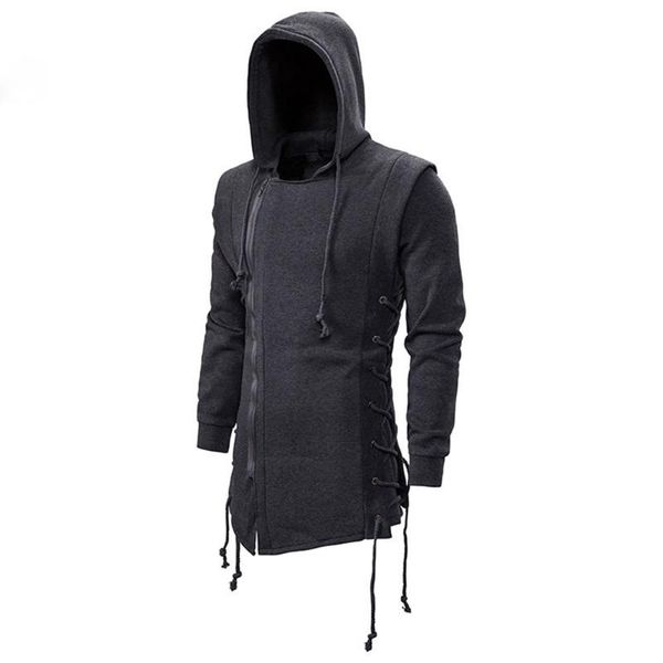 

men's hoodies & sweatshirts autumn men casual solid long sleeve hoodie slim fit dark hooded loose jacket coats, Black