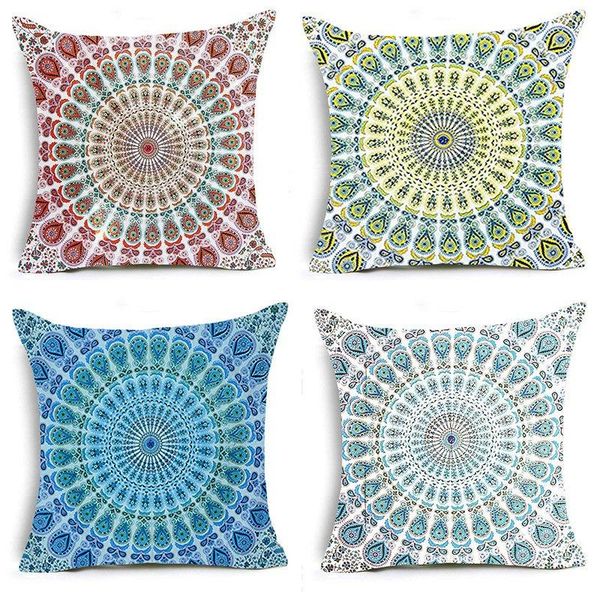 

pillow case 4pcs mandala pattern cushion cover bohemia throw decorative pillowcase retro sofa 45x45cm
