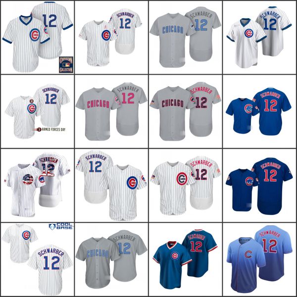 

chicago cubs men 12 kyle schwarber white men women youth jerseys, Black;red