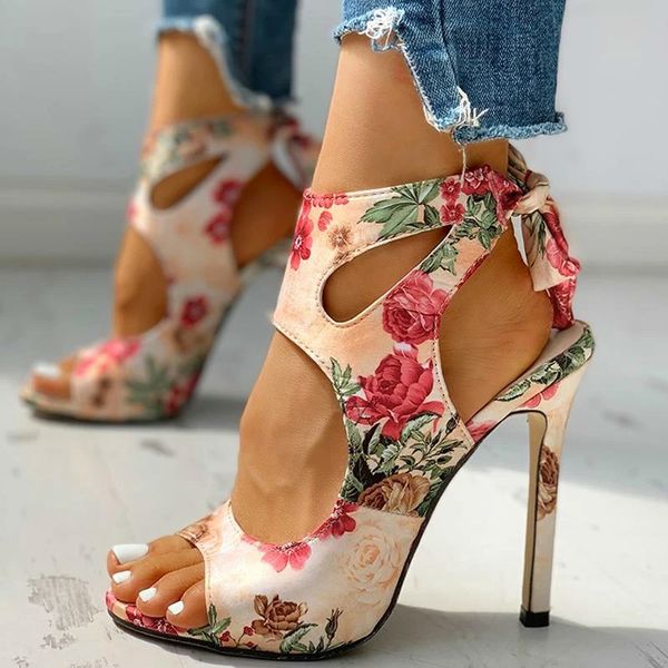 

summer women high heels new fashion comfortable plus size peep toe wedding party thin heel shoes flower ladies sandals 80% off outlet online, Black