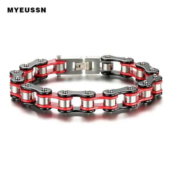 

biker bicycle motorcycle link men bracelet 316l stainless steel personality black/red fashion hip hop jewelry father's day gift bangle