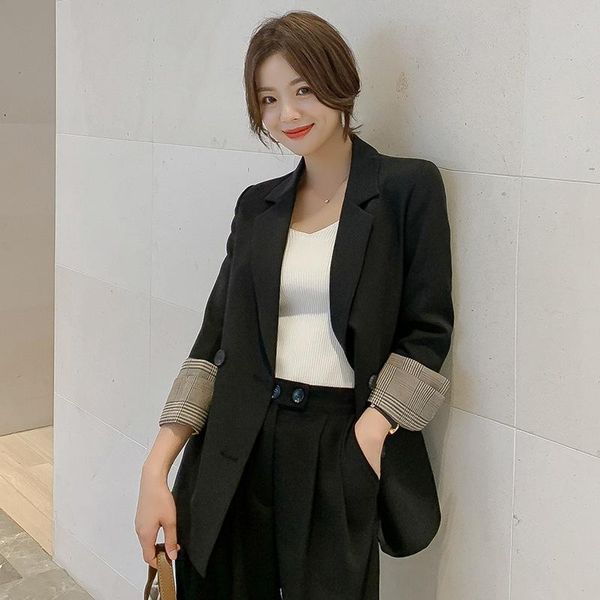 

women's suits & blazers autumn style korean solid color suit jacket women casual loose top, White;black