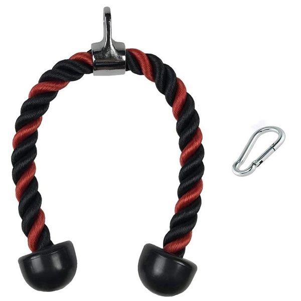 

70cm triceps rope pull down cord heavy duty with carabiner for home gym bodybuilding exercise workout fitness accessories