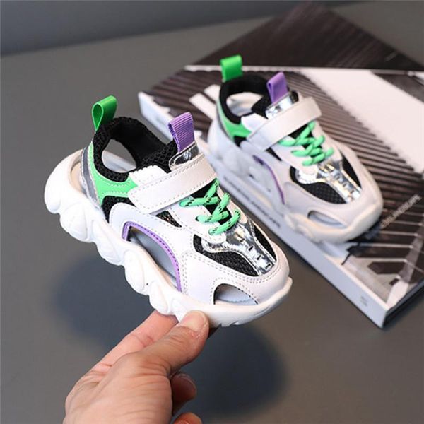 

sandals 2021 summer children's breathable toddler kids shoes wrap toe baby fashion girls boys 21-30, Black;red