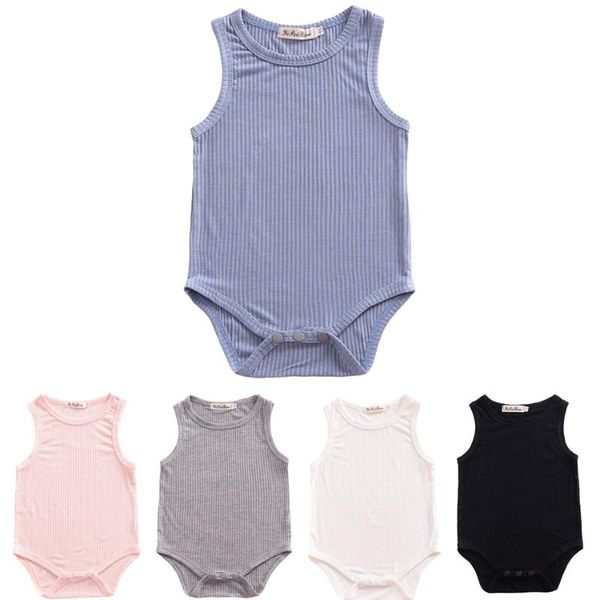 

jumpsuits baby girl romper sleeveless candy color clothes for born 0-2 years knitted fashion summer onesie boy casual jumpsuit, Blue