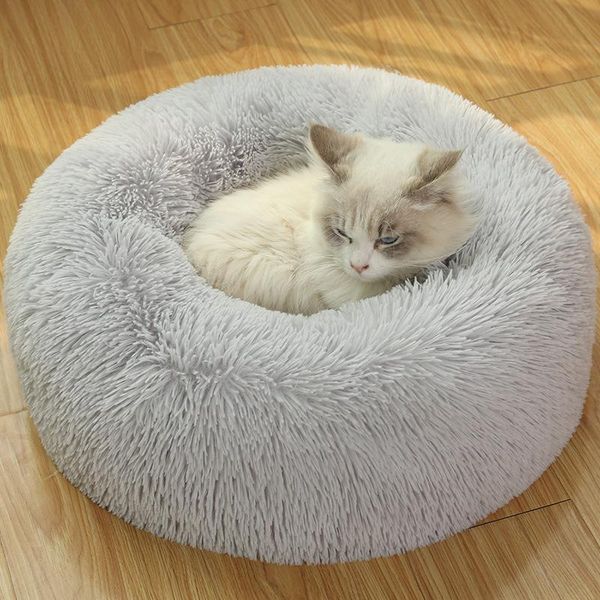 

cat beds & furniture dog kennel winter round long plush warm mat and bed pet nest bedding supplies cats products for pets