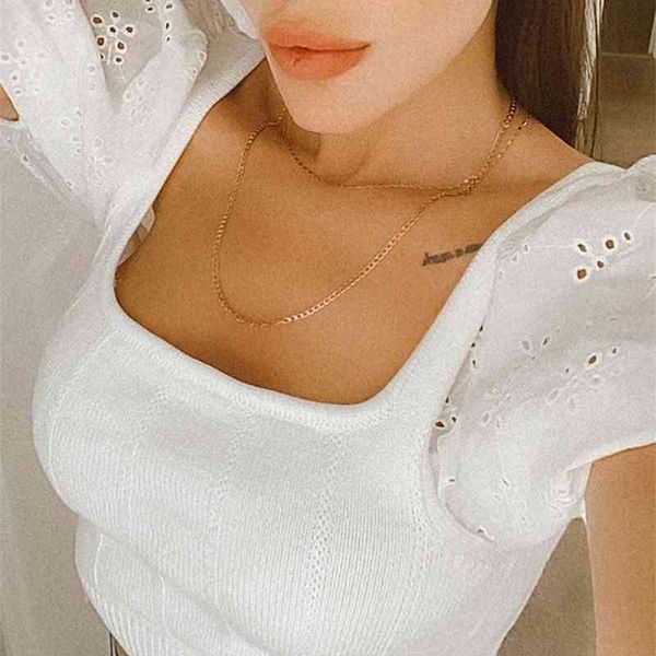 

elegant women floral embroidery knitted blouses summer fashion ladies vintage bomb sweet female girls chic 210430, White