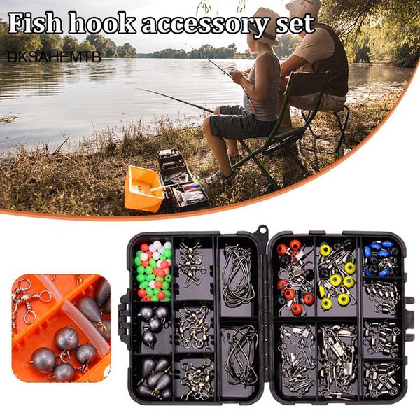 

fishing hooks fish hook accessory set green retaining bead three-pronged swivel crank space bean eight-shaped ring 165pcs sm
