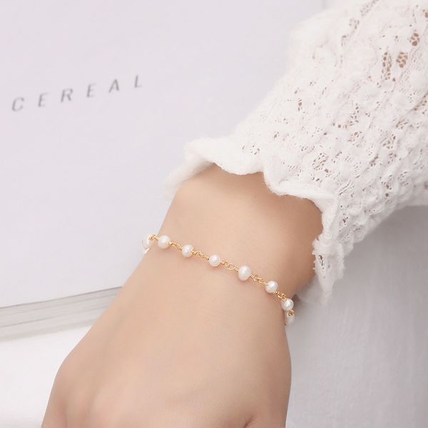

fashion natural freshwater pearl bracelet women gold plated charm bracelets beads jewelry elegant luxury bangle, Black