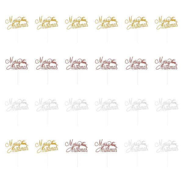 

other festive & party supplies 24pcs merry christmas letter cake picks deer pattern cupcake decoration er (rose gold + silver)