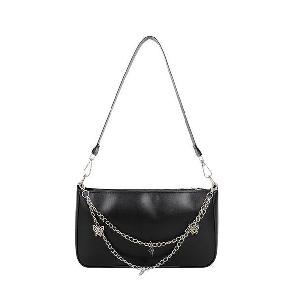 

evening bags 2021 fashion women pu leather small shoulder underarm bag ladies vintage butterfly chain pure color zipper mini purse handbag
