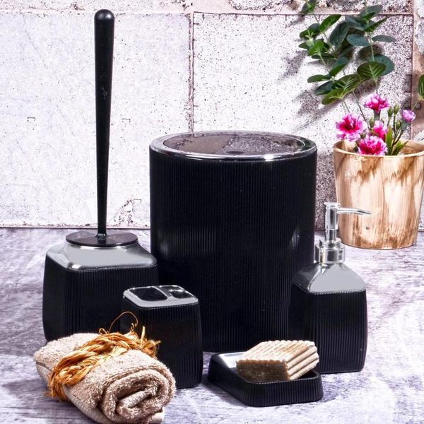 

wicking 5 piece acrylic bathroom sets home accessory luxury 2021 gray white black bath set