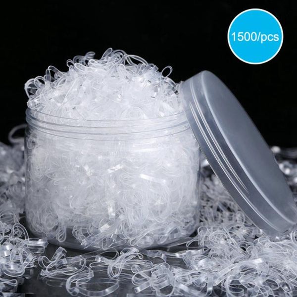 

1500pcs hair tie band women ponytail holder small elastic rubber clear hairband headwear accessories, Slivery;white