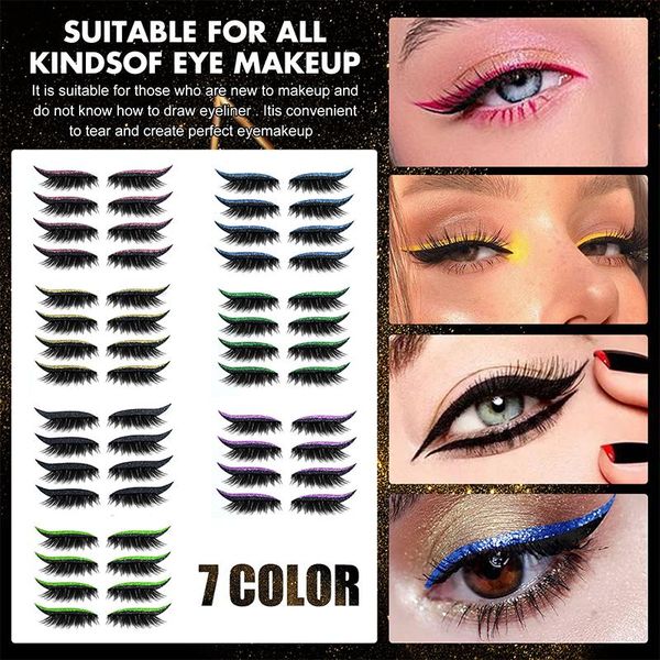 

false eyelashes 4 pairs reusable fake eyelash glitter eyelid stickers self-adhesive eye line sticker thick cross long makeup