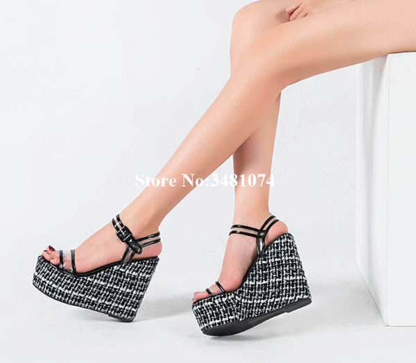 

summer fashion women sandals wedges flatform pvc buckle mixed color sweest sample classic sandas shoes, Black