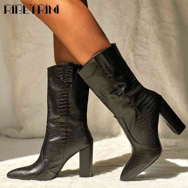

boots ins fashion ladies fretwork ankle shoes mature pointed toe women high heels boots, Black