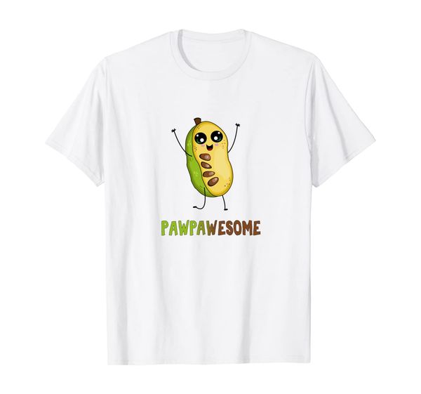 

pawpaw fruit t-shirt with cute cartoon paw paw awesome pun, White;black