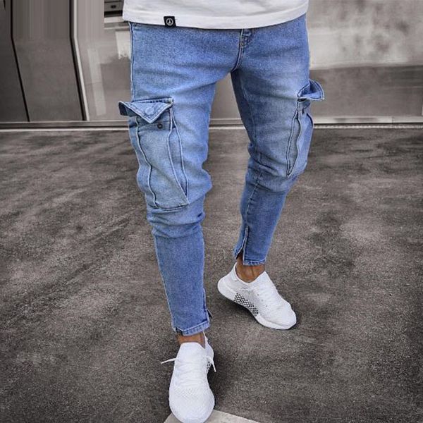 

men's jeans distressed ny men designer mens slim rock revival jeans straight hip hop streetwear i6wf, Blue