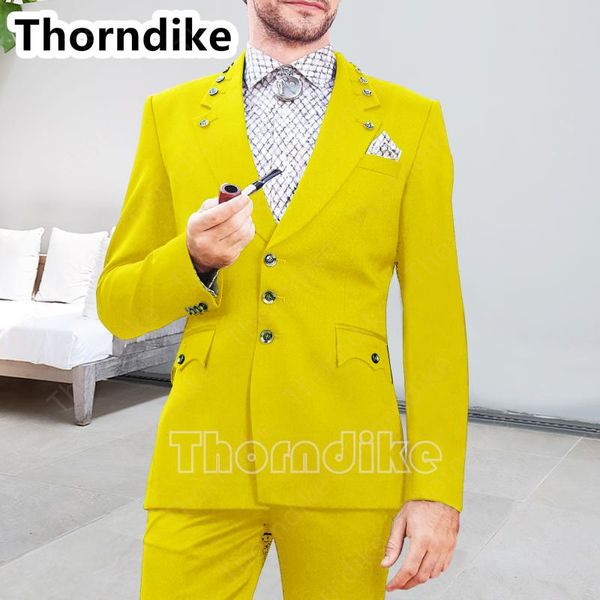 

men's suits & blazers thorndike 2021 latest yellow wedding men suit set slim fit prom groom dress tuxedo green blazer man jacket pants, White;black