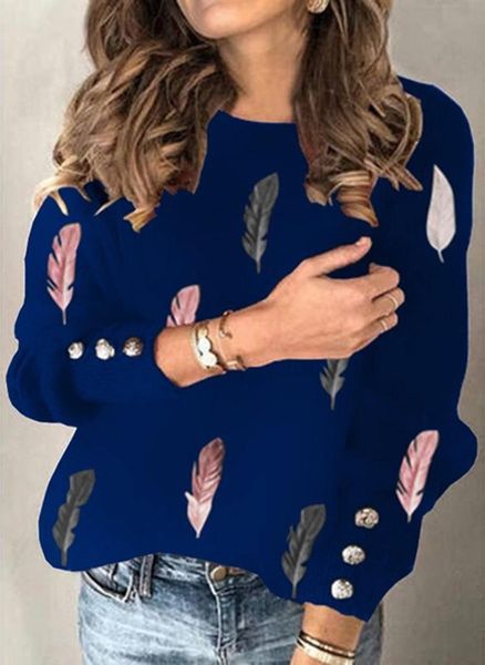 

women's sweaters print round neck long sleeve sweater elegant loose thick pullovers, White;black