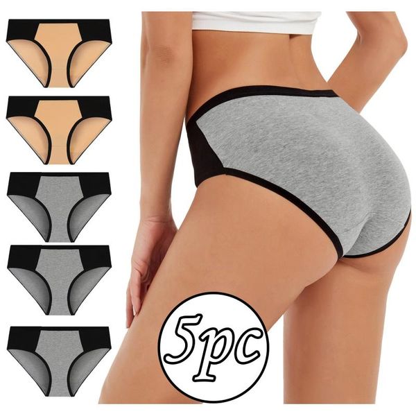 

women's panties women seamless underwear low waist cotton lingerie breathable comfortable briefs skin-friendly underpant 5pcs/set braga, Black;pink