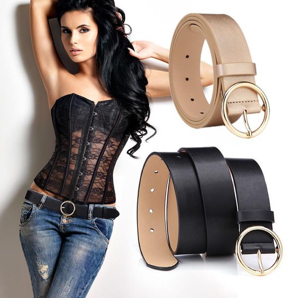 

belts fashion women pu belt diy 7 styles metal buckle waistband designer student wild jeans dress long waist strap cinturon mujer, Black;brown