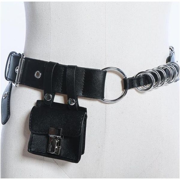 

waist bags women vintage bag genuine leather fanny pack for casual mini black chain 2021 fashion