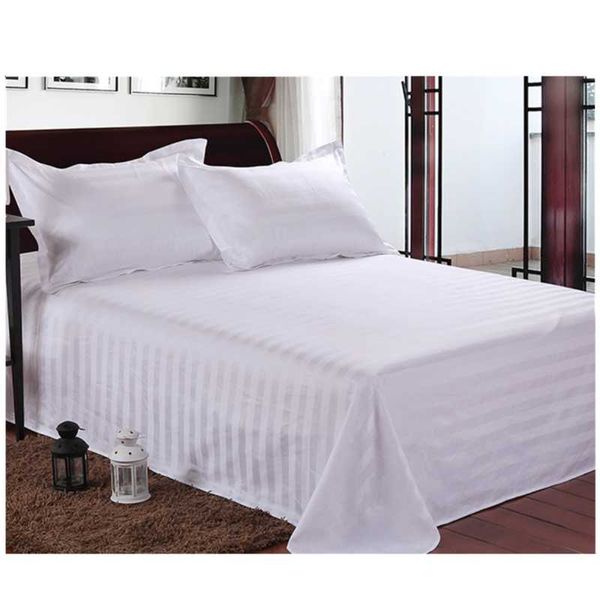 

sheets & sets 3 piece sheet + cases 100% cotton home el white color bed 3cm satin stripe bedding single double size