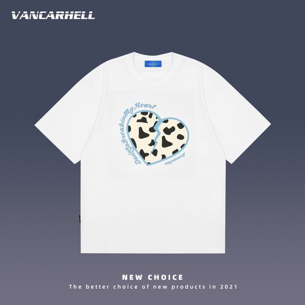 

tee polo ins trend hip hop love short sleeve t-shirt for men lovers, White;black