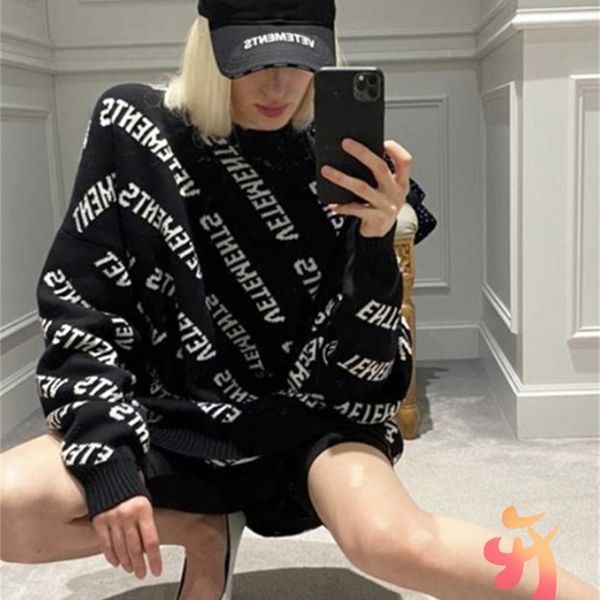 

women's hoodies & sweatshirts vetements women's sweatshirts roud neck full letter printed sweater oversize casual blgp, Black