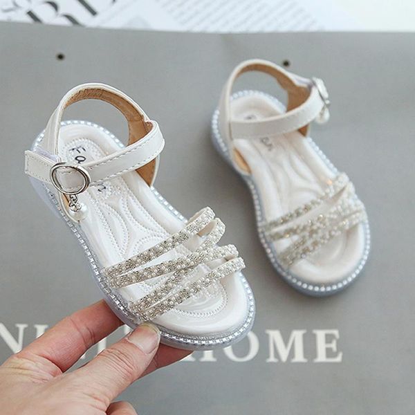 

40# cross tied crystal baby sandals for girls princess cuteÂ anti-slip summer soft-sole breathableÂ children, Black;red
