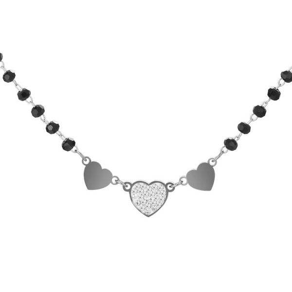 

chokers gold plate cubic zirconia black beads crystal heart adjusta necklace gift for woman trendy wedding party female jewelry, Golden;silver