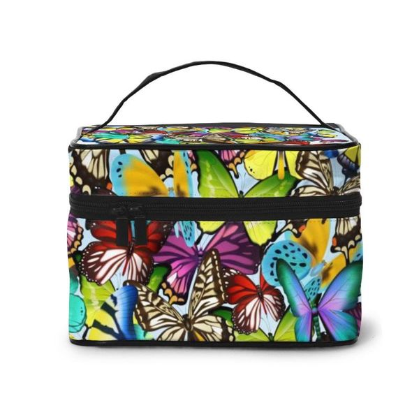 

women makeup bags cosmetic bag toiletries organizer travel storage air balloon with butterfly & cases