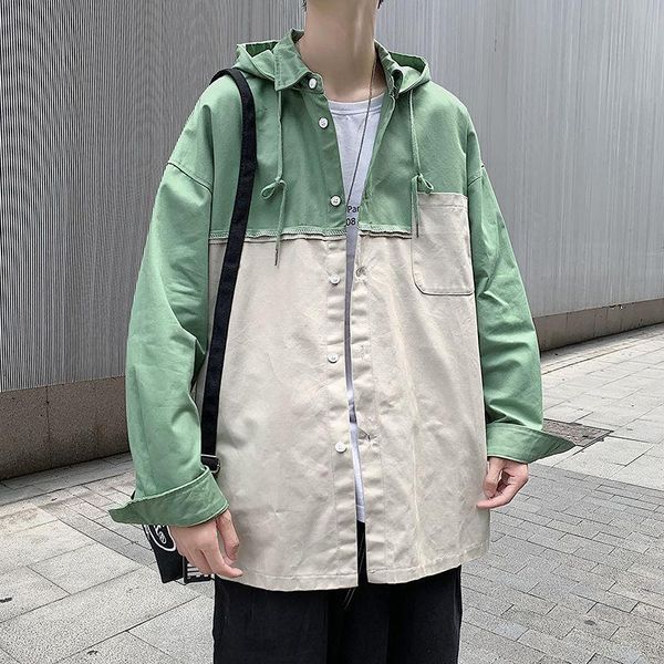 

men's jackets 2021 windbreaker fashion brand loose coat hooded shirt spring casual wear literature and art young outdoor, Black;brown