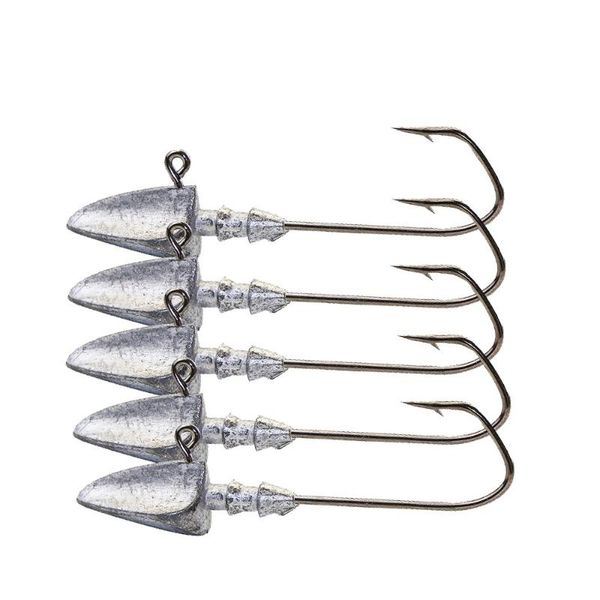 

5pcs fishing hooks 3.5g/5g/7g/10g/14g lead jig head hook soft bait wom tackle