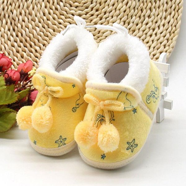 

first walkers baby girl shoes born toddler infant kid winter warm plush snow boot soft sole cotton 0-18m crib