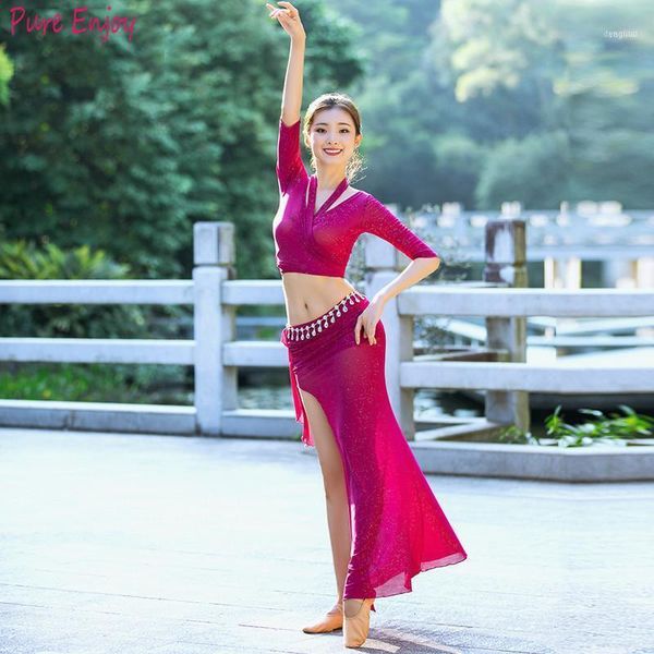 

belly dance practice clothing women autumn and winter oriental suit/set1, Black;red