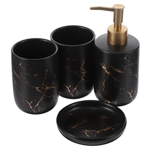 

4pcs ceramic bathroom supply set home cups soap dish lotion bottle suit bath accessory