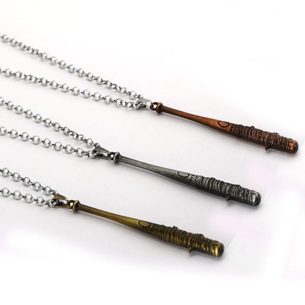 

the necklace negan lucille mini baseball bat pendant women men jewelry colar bijoux femme hc1 chains, Silver