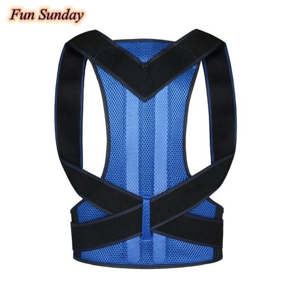 

back support adjustable posture corrector shoulder brace correction spine postural health fixer tape hq, Black;blue