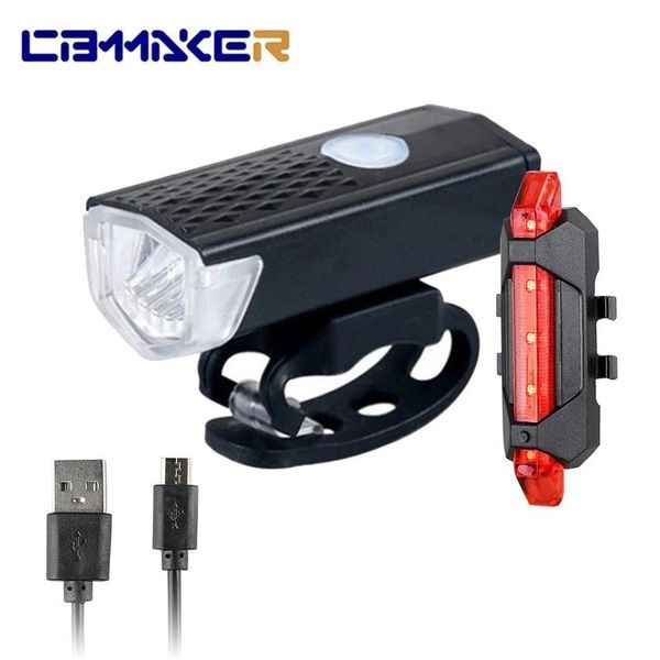 

rechargeable bicycle light led mountain cycle front bike and 3 color taillight waterproof flashligh lamp set lights