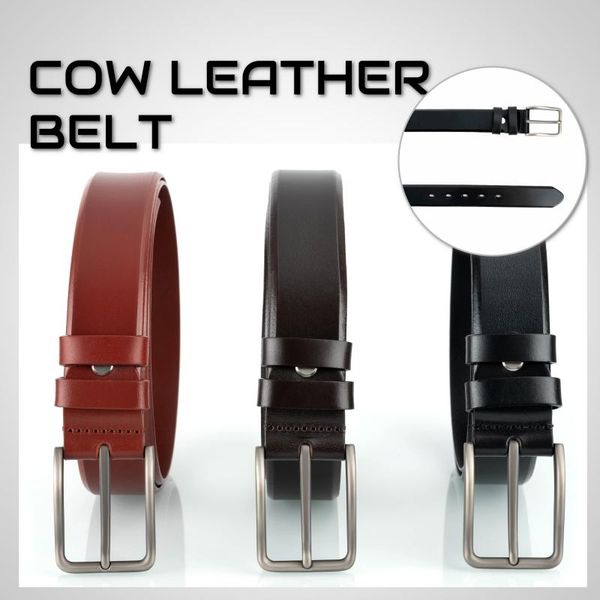 

belts first layer leather belt men needle buckle pure male middle-aged youth leisure cowhide, Black;brown