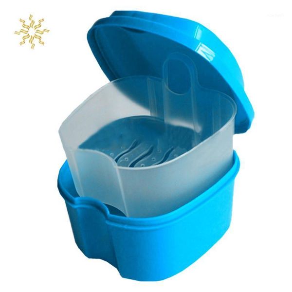 

storage bottles & jars 2 colors denture bath box case dental false teeth with hanging net container from mosunx