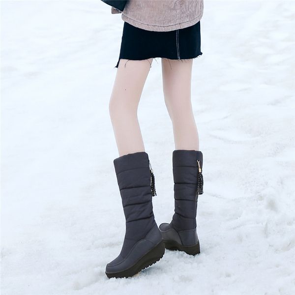 

asumer plus size 35-44 snowboots deep-colored tassels thick skin mid-calf women's winter boots, Black