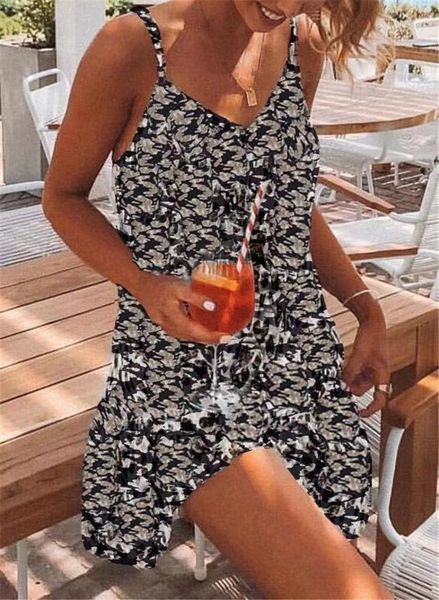 

tassel print loose and thin 2021 suspender leopard dress, White;black